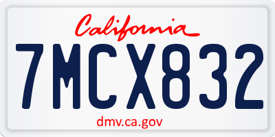 CA license plate 7MCX832