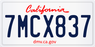 CA license plate 7MCX837