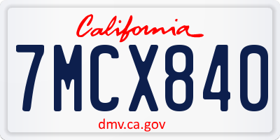 CA license plate 7MCX840