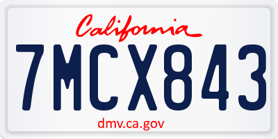 CA license plate 7MCX843