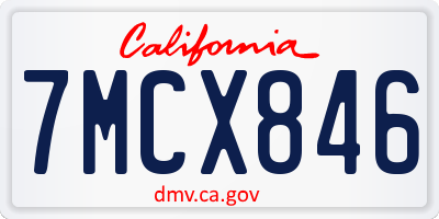 CA license plate 7MCX846