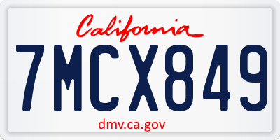 CA license plate 7MCX849