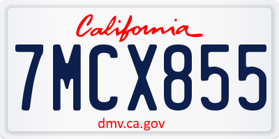 CA license plate 7MCX855