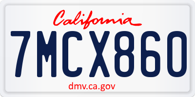 CA license plate 7MCX860