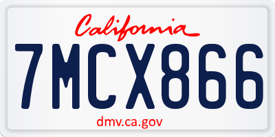 CA license plate 7MCX866