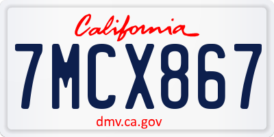 CA license plate 7MCX867