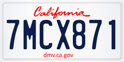 CA license plate 7MCX871