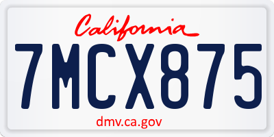 CA license plate 7MCX875