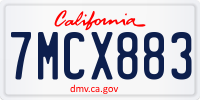 CA license plate 7MCX883