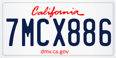 CA license plate 7MCX886