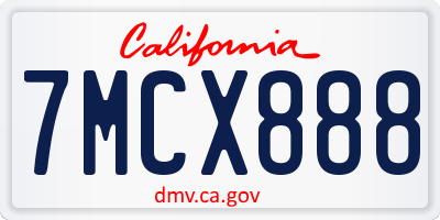CA license plate 7MCX888