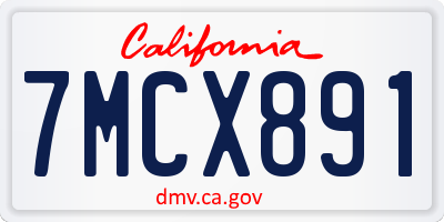CA license plate 7MCX891