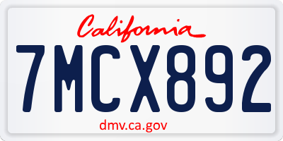 CA license plate 7MCX892