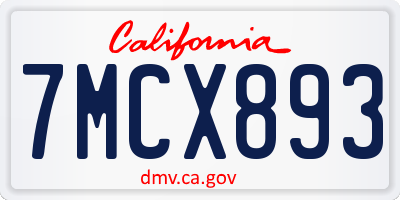 CA license plate 7MCX893