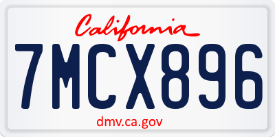 CA license plate 7MCX896