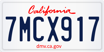 CA license plate 7MCX917