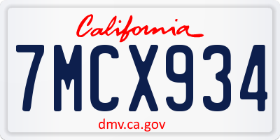 CA license plate 7MCX934