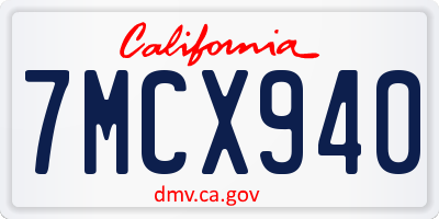 CA license plate 7MCX940