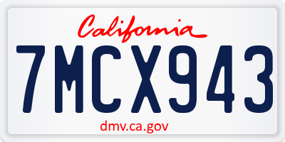 CA license plate 7MCX943