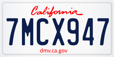 CA license plate 7MCX947