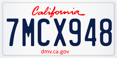 CA license plate 7MCX948