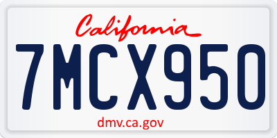 CA license plate 7MCX950