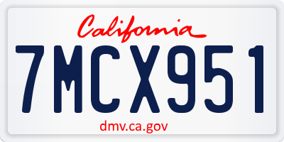 CA license plate 7MCX951