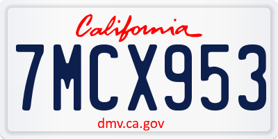 CA license plate 7MCX953