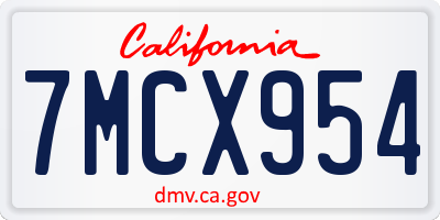 CA license plate 7MCX954