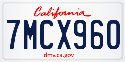 CA license plate 7MCX960