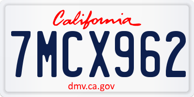 CA license plate 7MCX962