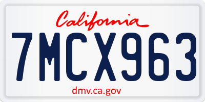 CA license plate 7MCX963