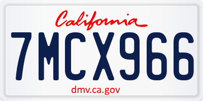 CA license plate 7MCX966