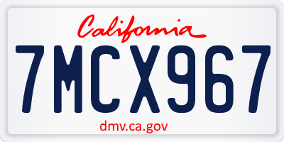 CA license plate 7MCX967