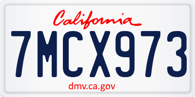 CA license plate 7MCX973