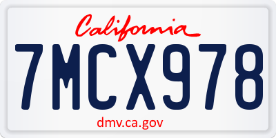 CA license plate 7MCX978