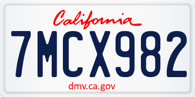 CA license plate 7MCX982