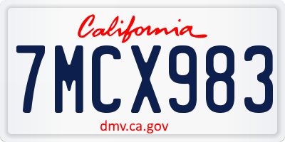 CA license plate 7MCX983