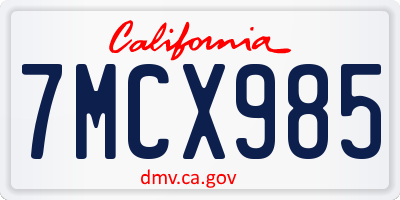 CA license plate 7MCX985