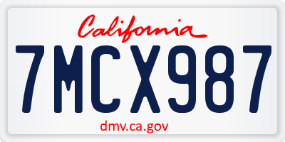CA license plate 7MCX987
