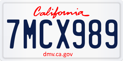 CA license plate 7MCX989