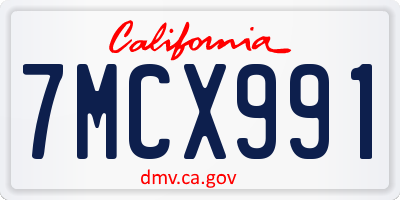 CA license plate 7MCX991