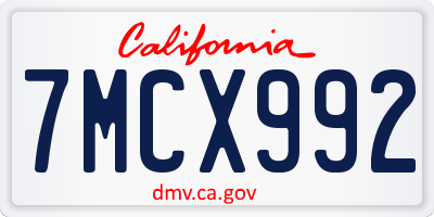 CA license plate 7MCX992
