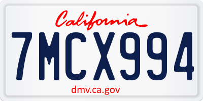 CA license plate 7MCX994