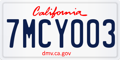 CA license plate 7MCY003