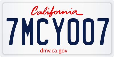 CA license plate 7MCY007