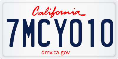 CA license plate 7MCY010