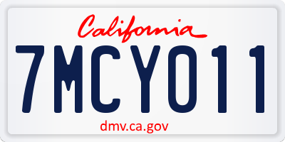 CA license plate 7MCY011