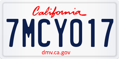CA license plate 7MCY017