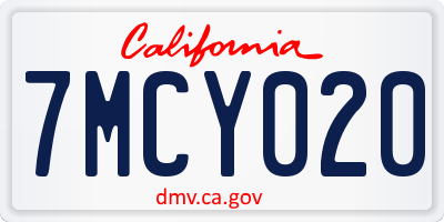 CA license plate 7MCY020